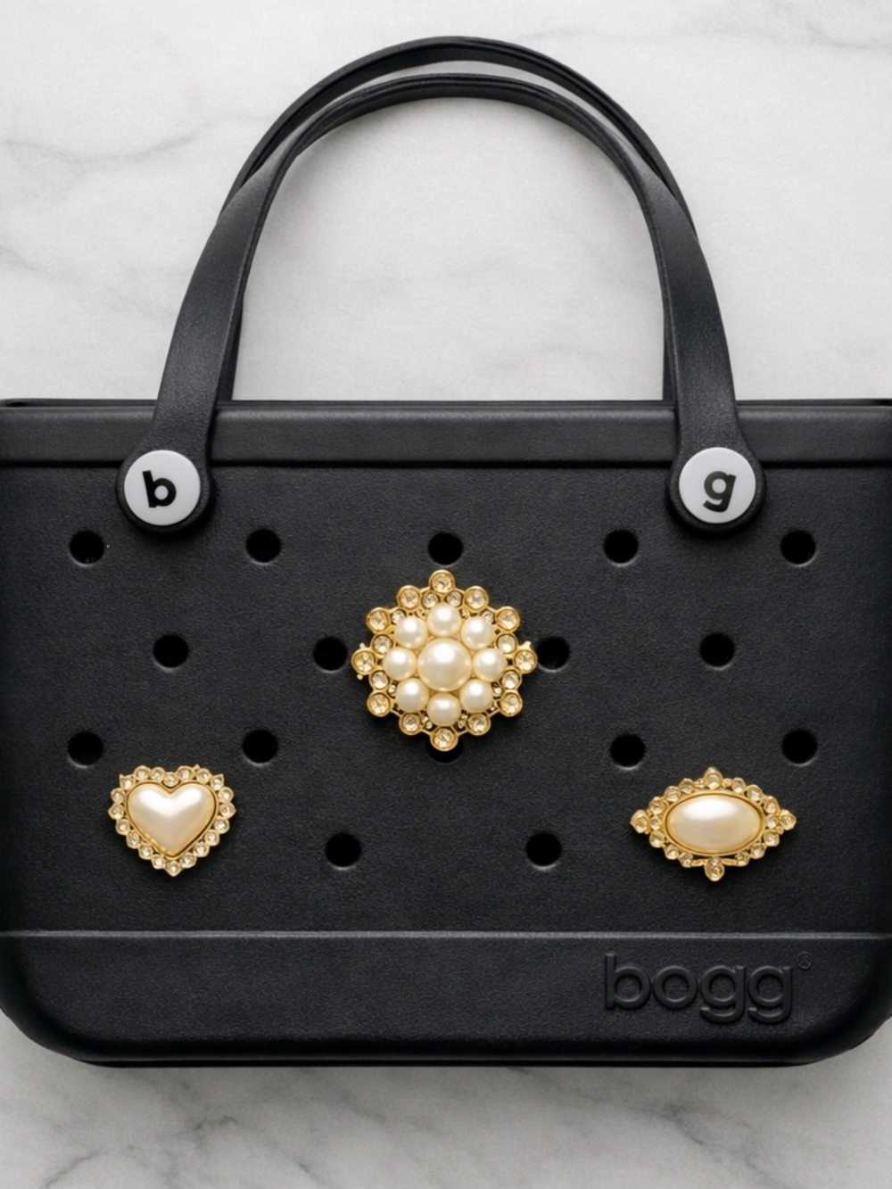 Handmade Pearl & Rhinestone Gold Charms • Elegant  Bag Accessories Set Of 3